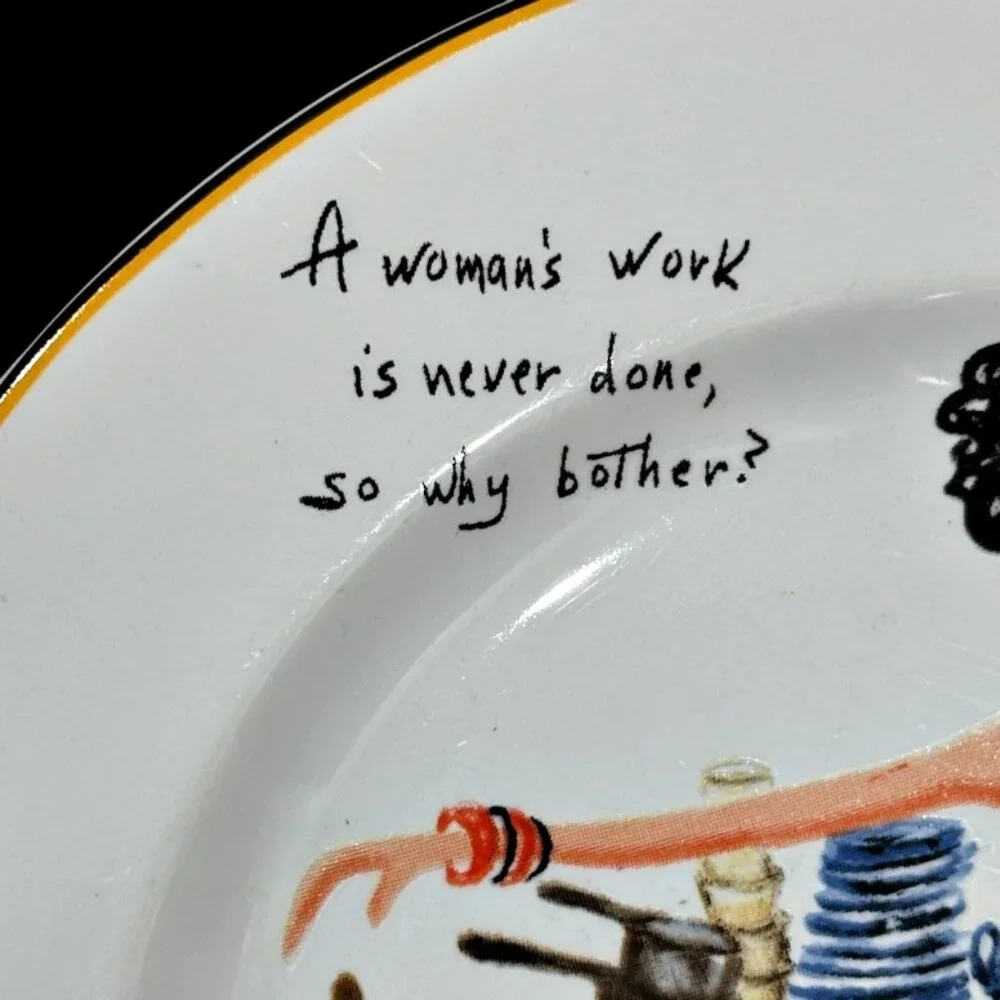 Sakura Spring Cleaning Salad Dessert Plates Set of 4 Stoneware Humorous Women